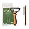 2In1 Pet Grooming Rake Anti-Slip Handle Double-Sided Deshedding Comb Multi-Purpose Extra-Wide Dog Grooming Brush for Detangling Deshedding Brushing/Thinning