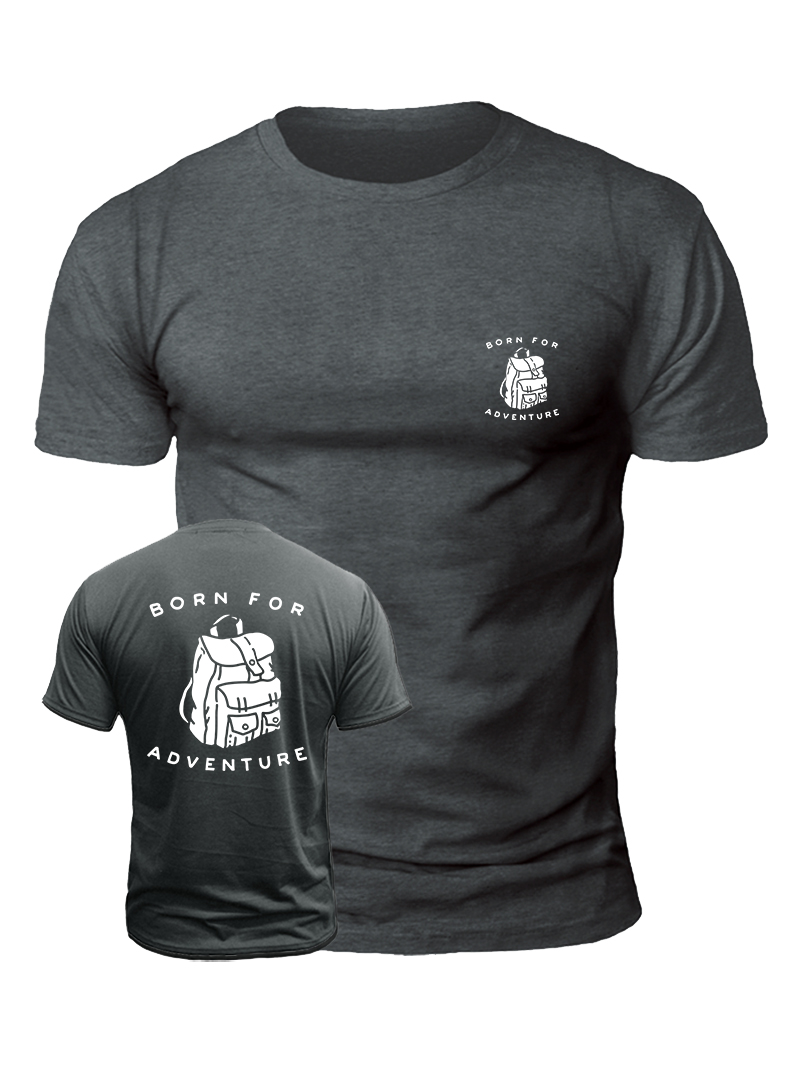 Men's Born For Adventure Print Casual Short Sleeve T-shirt