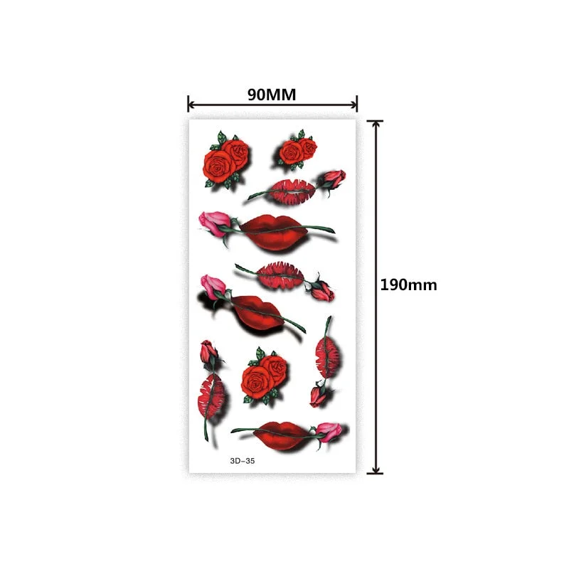 Waterproof 3D tattoo sticker Three-dimensional color printing tattoo sticker Butterfly flower animal color tattoo sticker