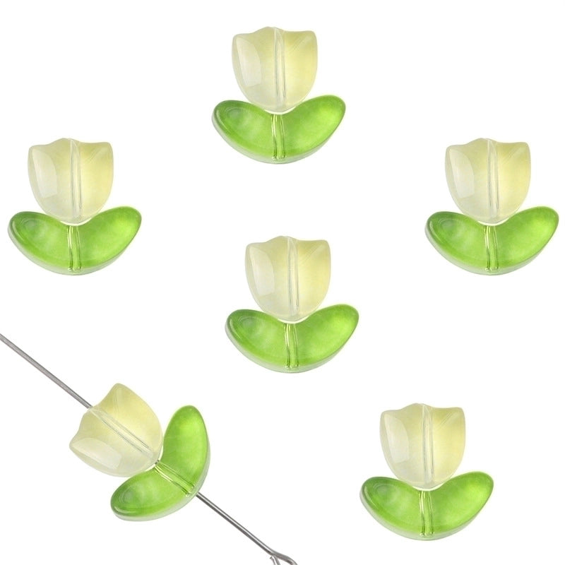 1 Set 14 * 7mm 9*5.5mm Glass Flower Beads