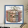 Books Pumpkin Landscape Full 14CT DIY Stamped Cross Stitch Kits 15.75x15.75inch Embroidery Needlepoint Starter Kits Cross Stitch Art and Crafts Kits for Beginners Adults Home Decor
