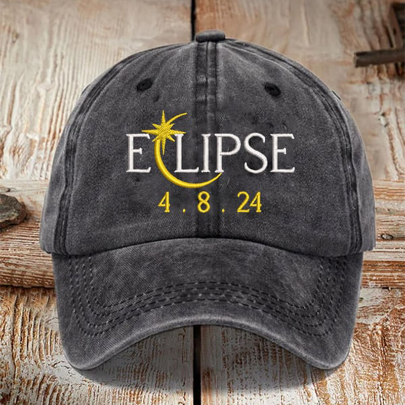 Comstylish Solar Eclipse 2024 Print Art Washed Cap