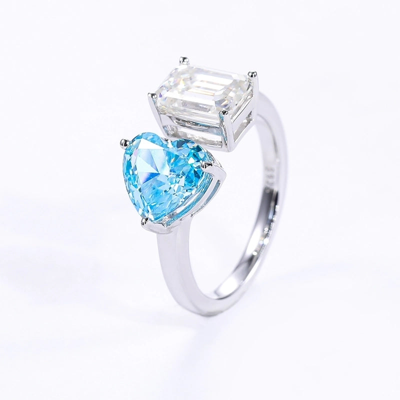 Round Brilliant 18K Gold Plated Moissanite Rings Heart Shape VVS1-VVS2