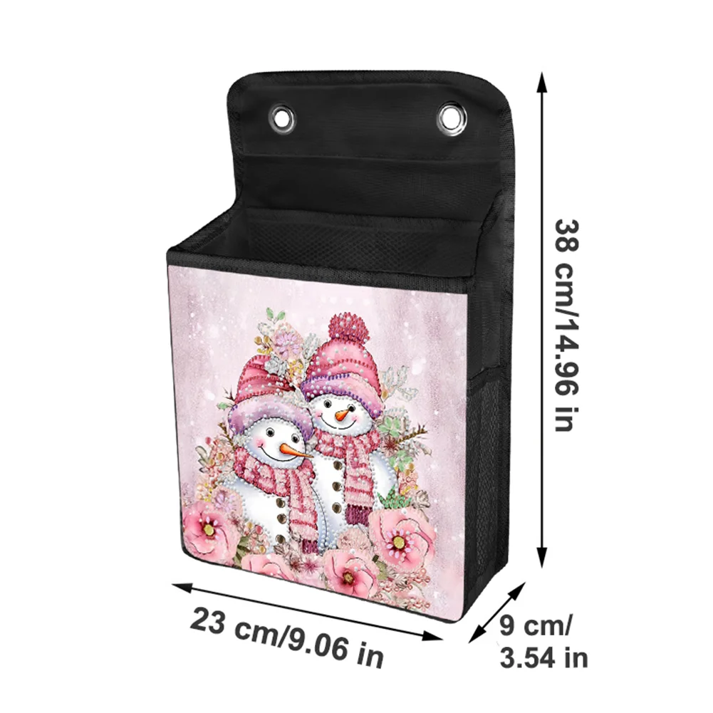 5D DIY Pink Snowman Diamond Painting Hanging Storage Bag Diamond Art Organizer Box Home Decor 
