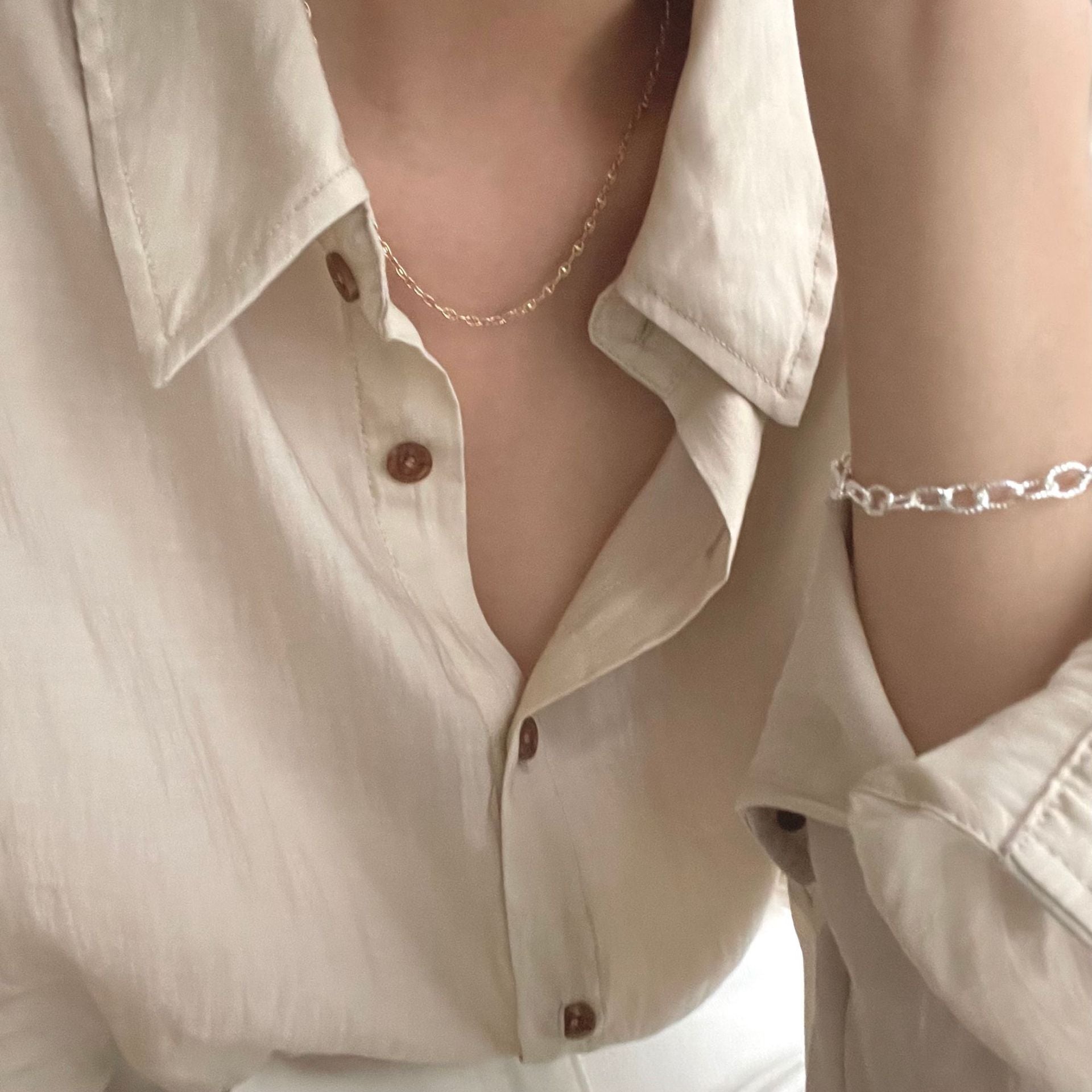 925 Sterling Silver Japanese / Korean Rhombus Silver Polishing Necklaces