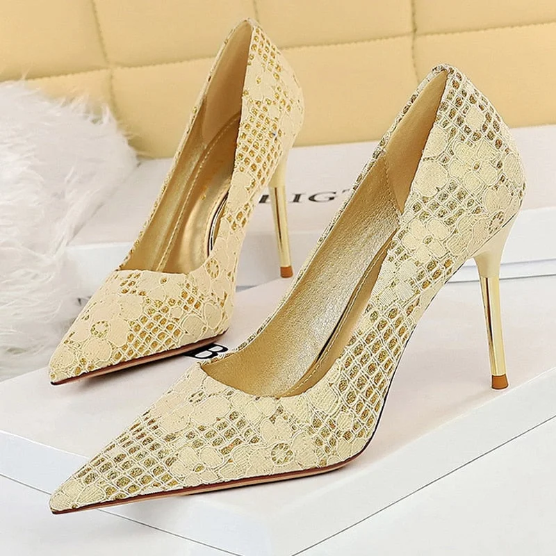 BIGTREE Shoes Fashion Women Pumps Sequin Cloth Pumps Women Shoes Stiletto High Heels Wedding Shoes Women Heels Plus Size 42 43