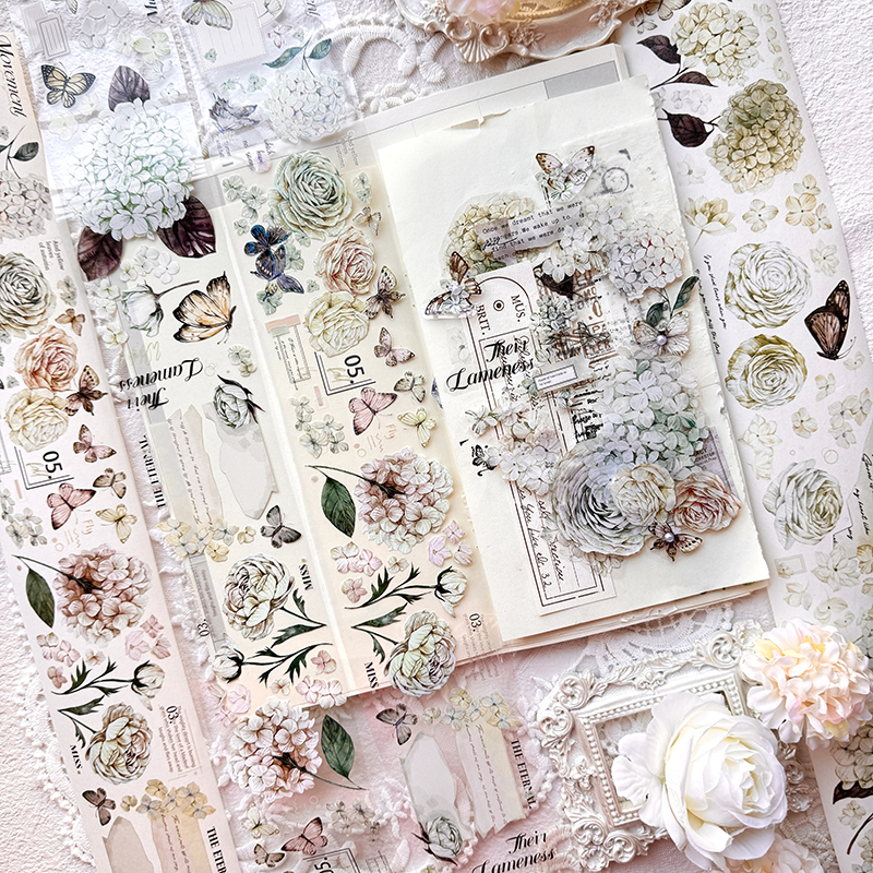 PET 테이프 - 60mm*6m 빈티지 수국 꽃