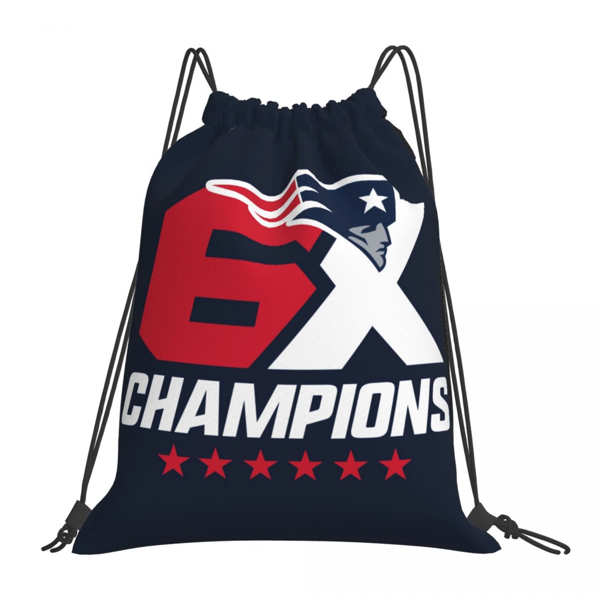 New England Patriots 6x Champs Waterproof Adjustable Lightweight Gym Drawstring Bag