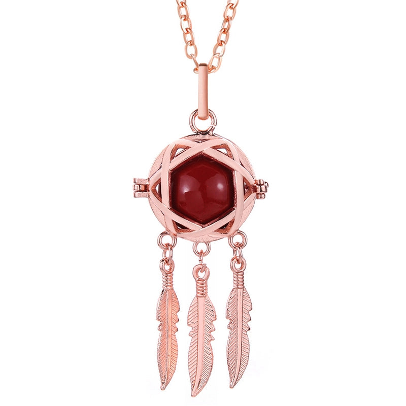 Mexican Bell Feather Tassel Necklace Music Ball Women Aromatherapy Essential Oil Diffuser Exquisite Ornament