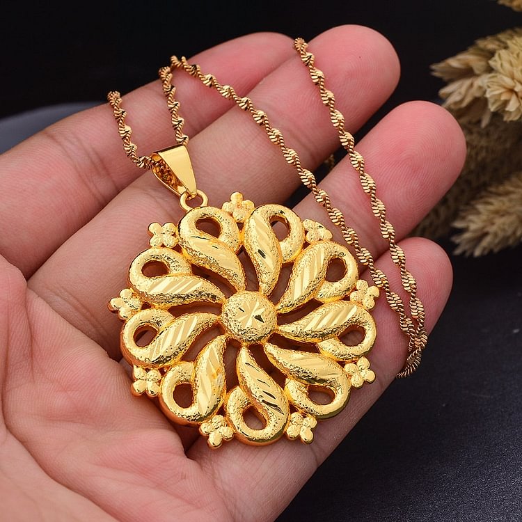 Gold Color Africa Birthday Party Party Dubai  Good Luck Necklace Pendant Heart Chain Necklaces