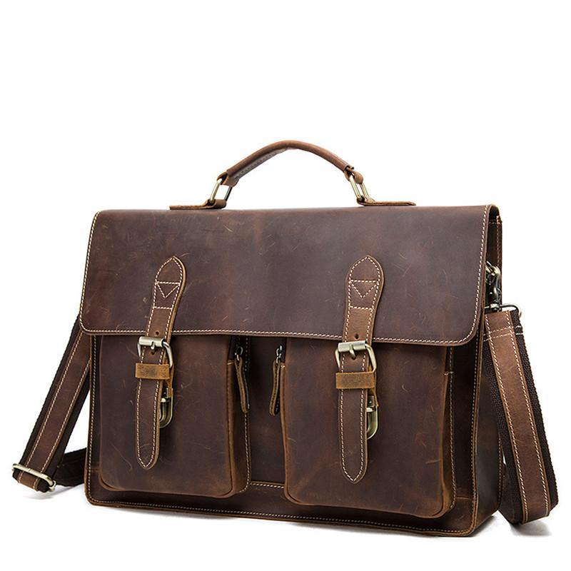 Mens Fashion Classic Leather Vintage Shoulder Bags Crossbody Packs