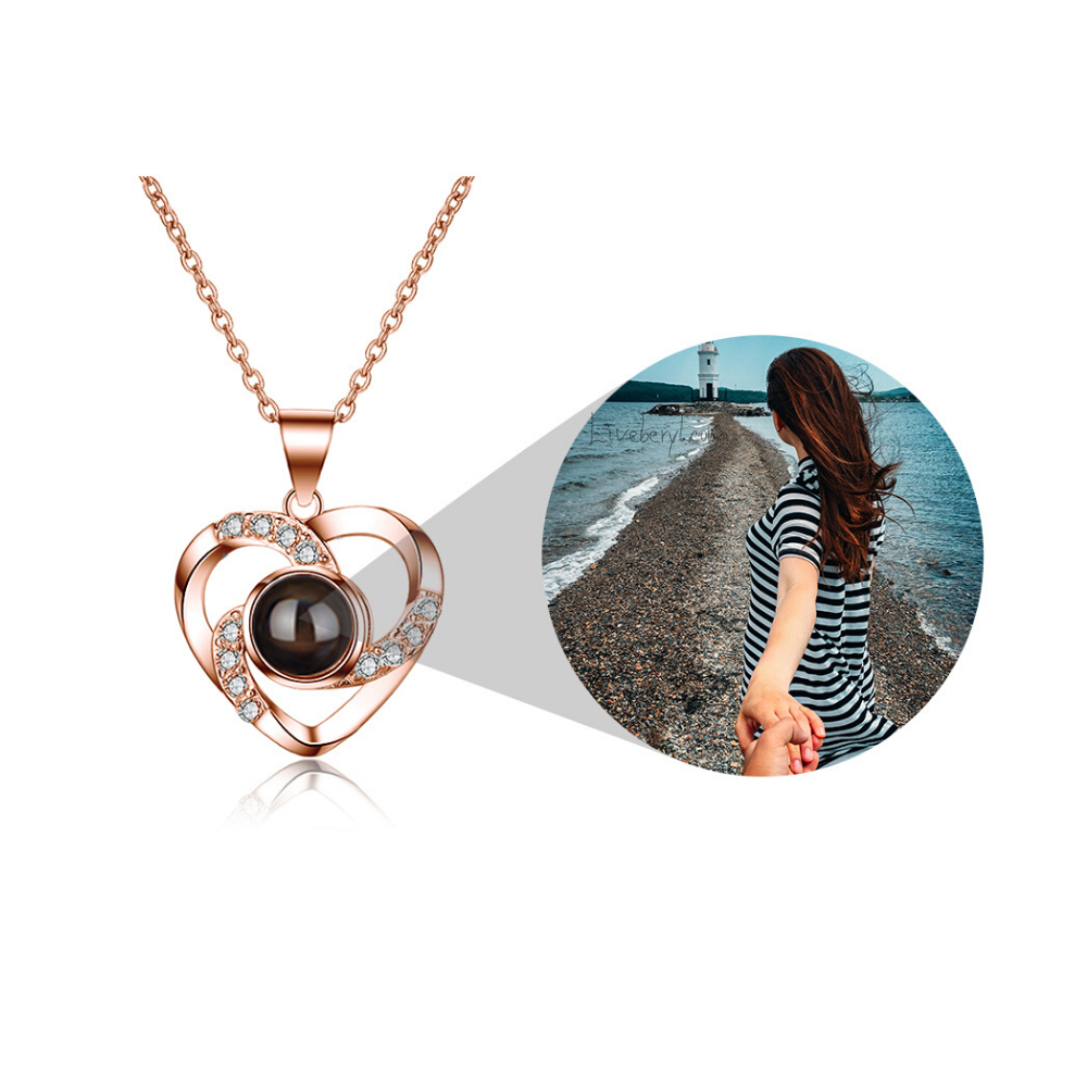 Projector Custom Personalized Circle Photo Necklace wetirmss