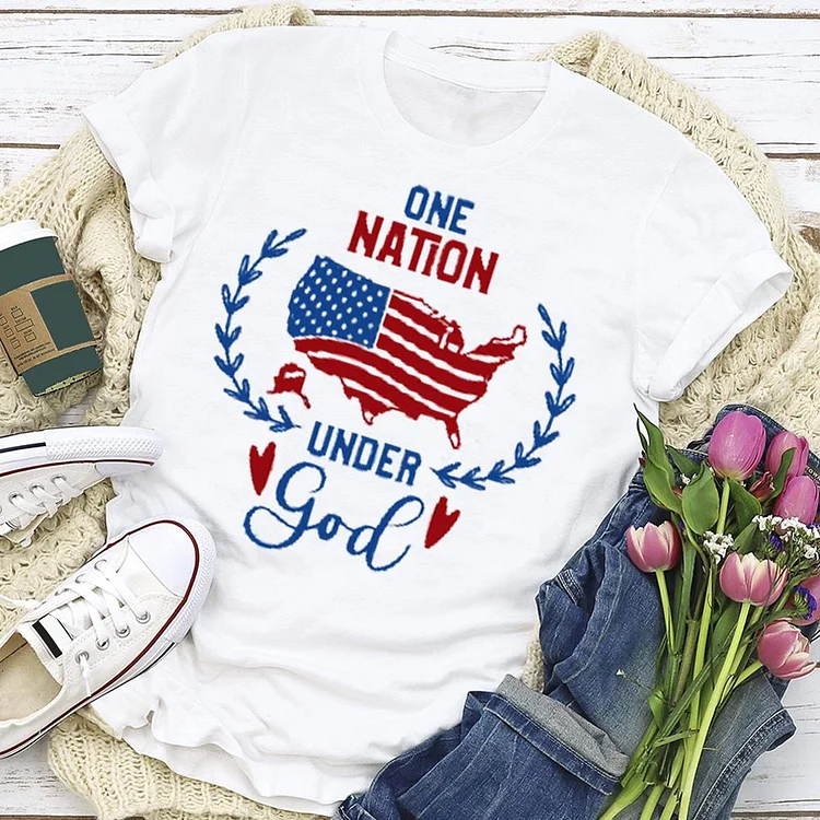 Independence Day Print Flag Letter T-shirt Tee-Annaletters