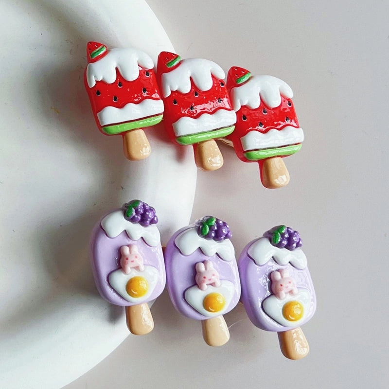 Women’s Cute Ice Cream Card Watermelon Resin Epoxy Hair Clip