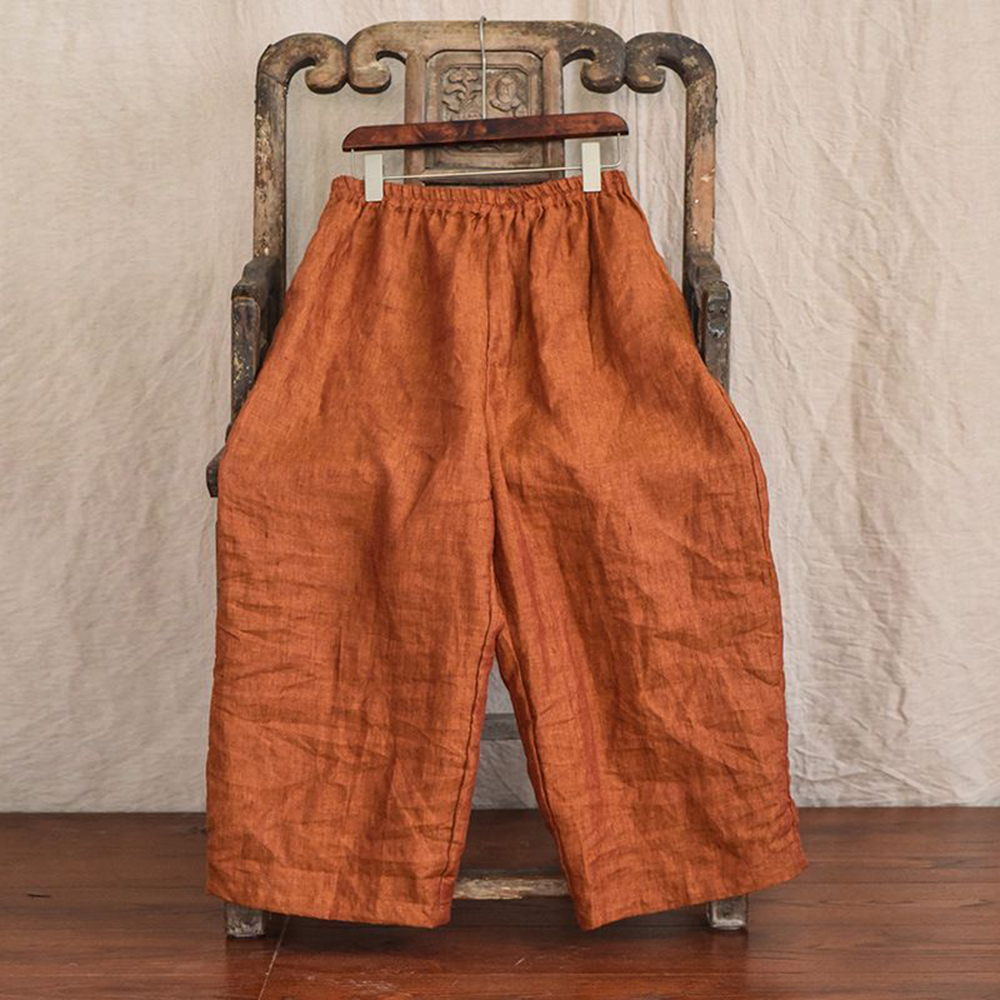 Comstylish Vintage Solid Color Cozy Linen Pants