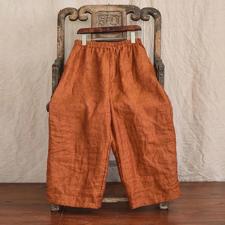 Vintage Solid Color Cozy Linen Pants
