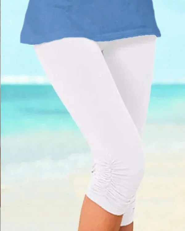 Casual Sports Plus Size Plain Capris Leggings