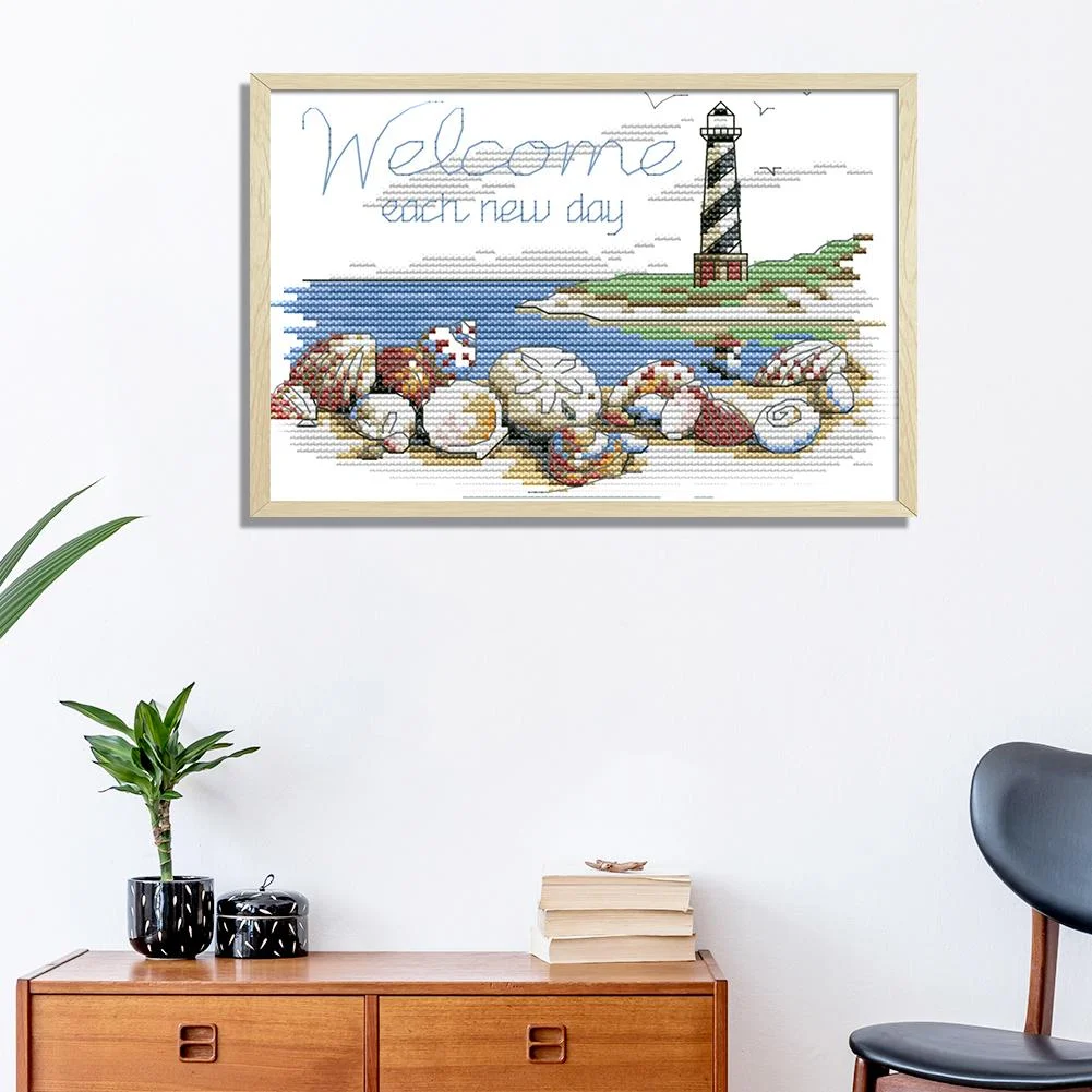 14ct Stamped Cross Stitch - Shell Lighthouse(22*16cm)