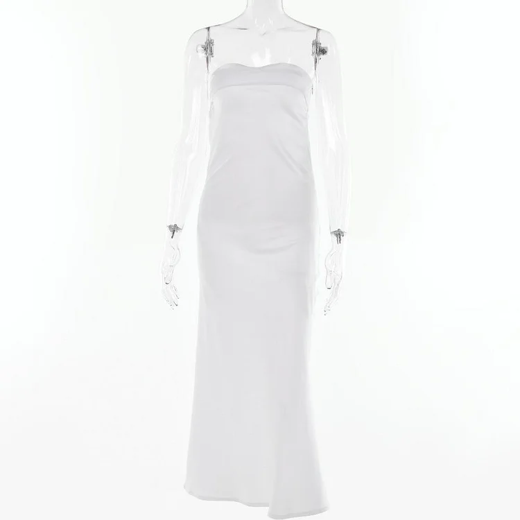 Promsstyle Elastic tube top back hollow flared long dress Prom Dress 2023
