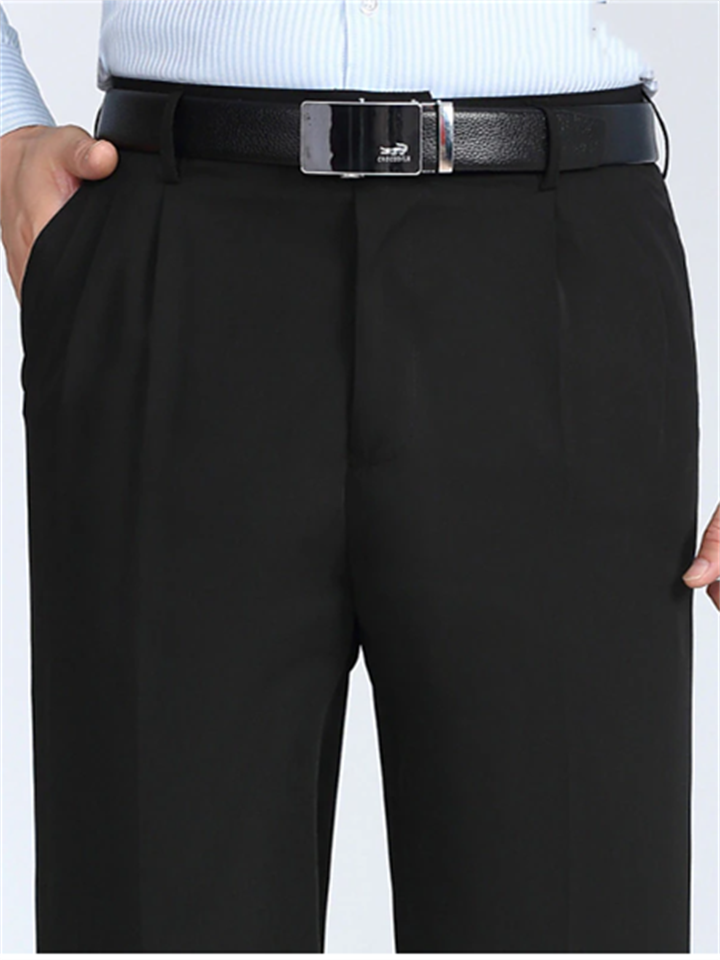 Men's Dress Pants Trousers Pleated Pants Zipper Pocket Straight Leg Plain Comfort Breathable Ankle-Length Wedding Office Work Fashion Chic & Modern Gray Green Smoky gray Micro-elastic