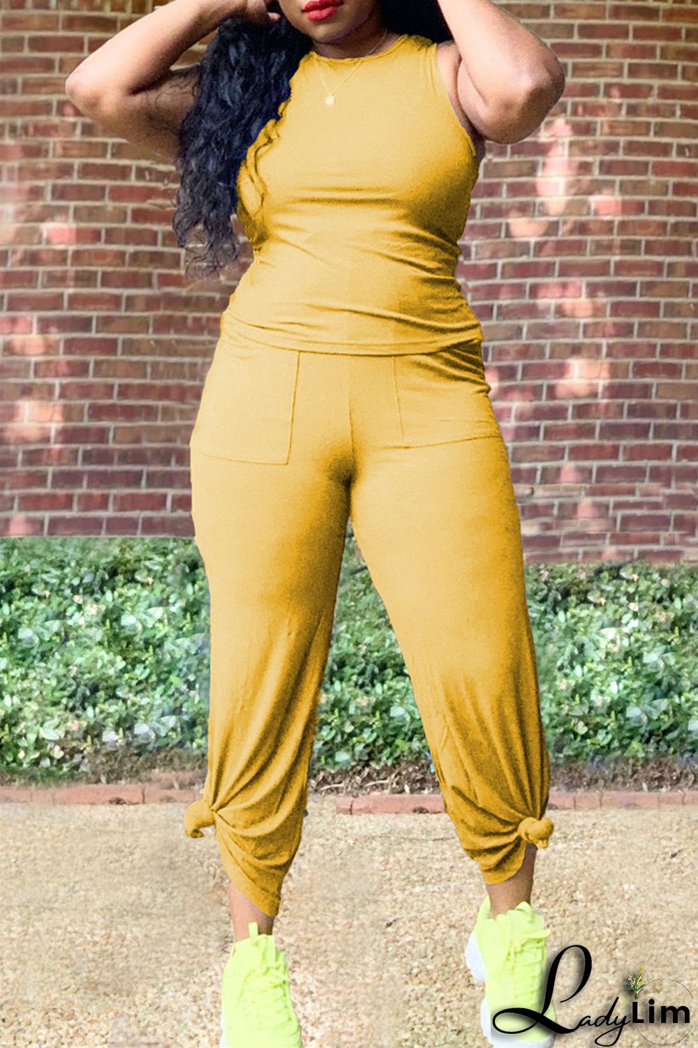 Purple Fashion Casual Solid Split Joint O Neck Sleeveless Two Pieces