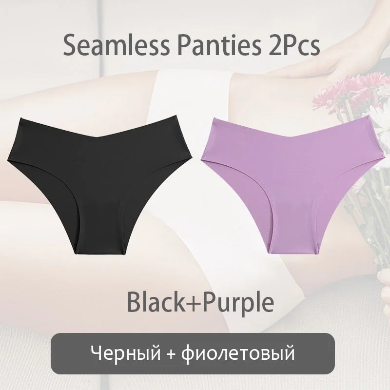 FINETOO 1/2Pcs Seamless Panties Women Sexy V Waist Briefs M-2XL Plus Size Underwear Comfortable Ladies Underpants Lingerie 2021