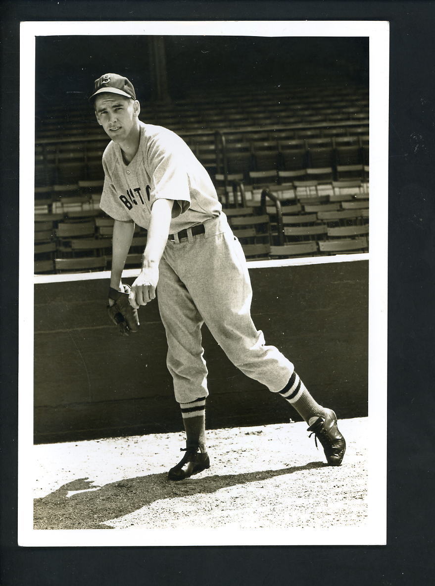 Earl Johnson circa 1940's Press Original Photo Poster painting pitching pose Boston Red Sox