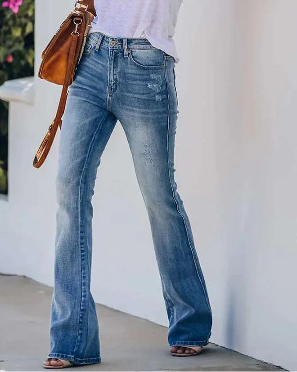 Retro high rise bell bottom denim