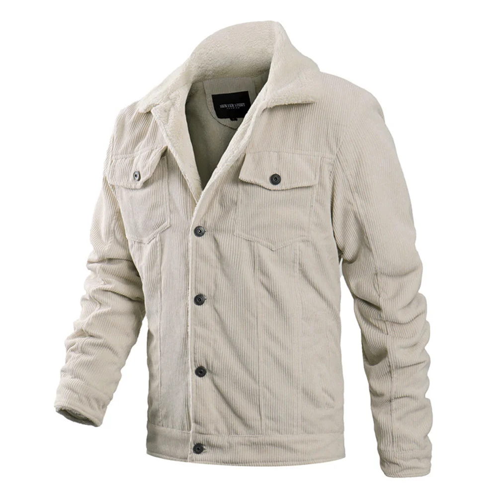 Smiledeer Men's Corduroy Fleece Fashion Thermal Jacket