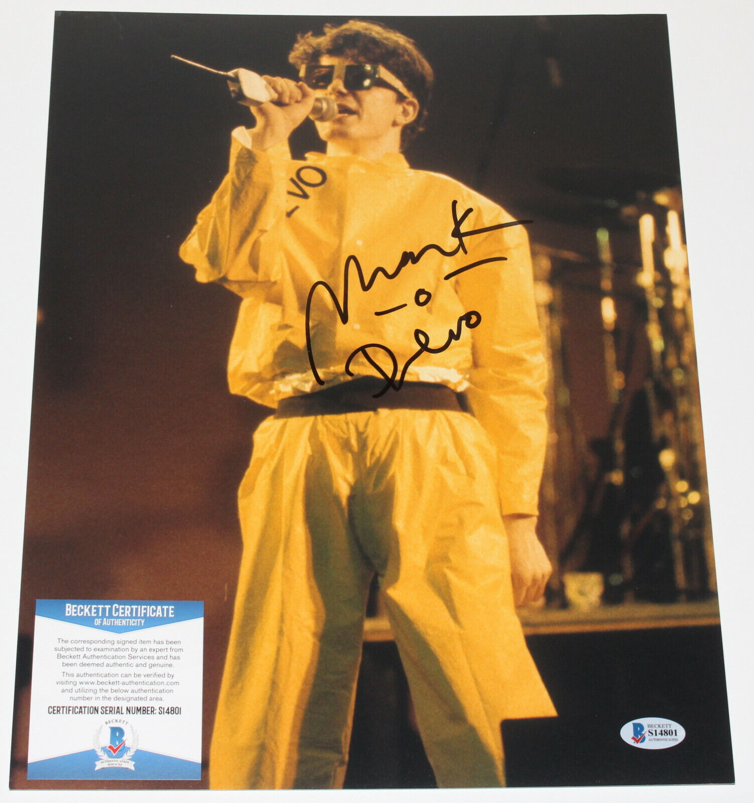 MARK MOTHERSBAUGH DEVO LEAD SINGER HAND SIGNED 11X14 Photo Poster painting BECKETT BAS COA