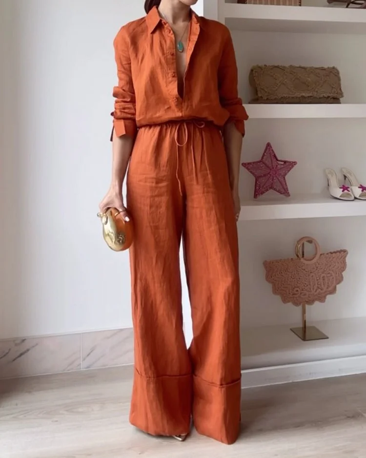 Lapel casual solid color two-piece suit