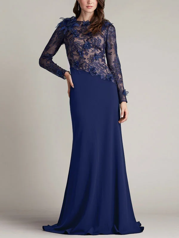 Delicate Floral Illusion Evening Gown