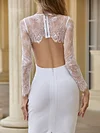 Lace Backless Long Sleeve Zipper Split-Backless Sexy Midi Dress