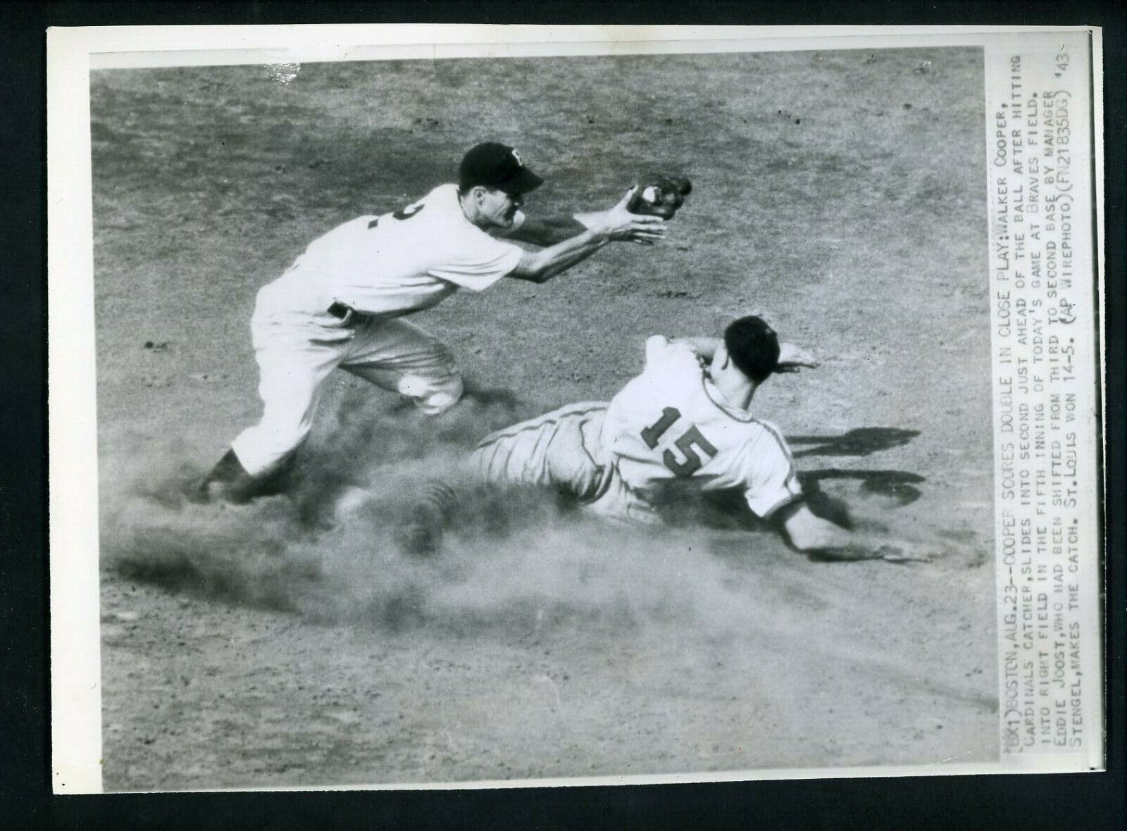 Eddie Joost & Walker Cooper 1943 Press Photo Poster painting Boston Braves St. Louis Cardinals