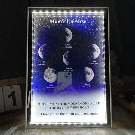 ✨Mom's Universe - Personalised Customised Starry Moon Phase Mirror Lightboxes🌙