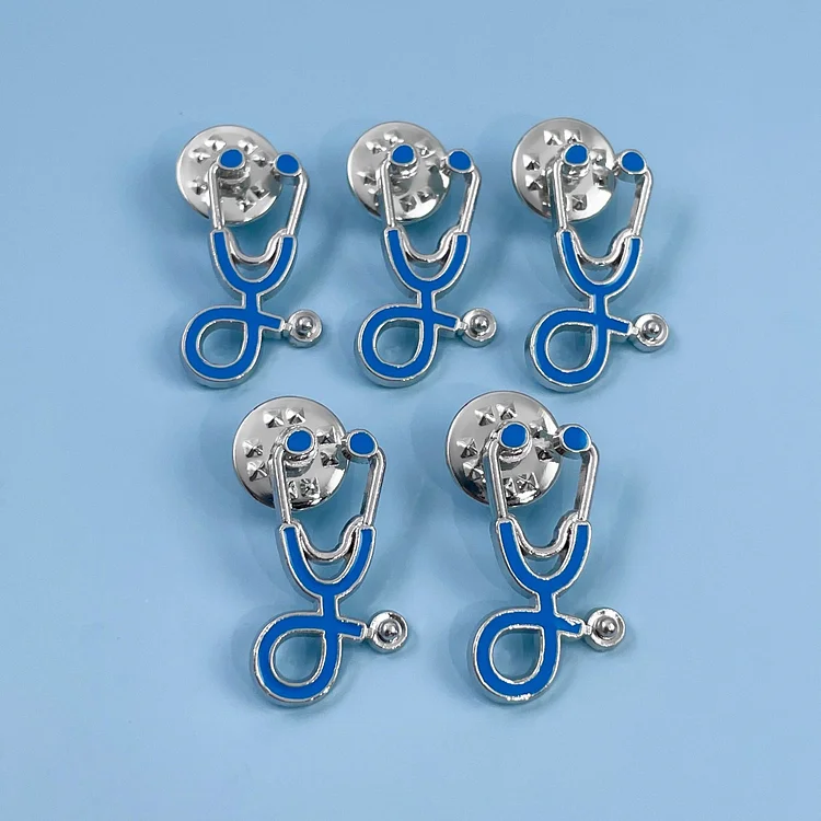 5pc Blue Stethoscope Pin Pack