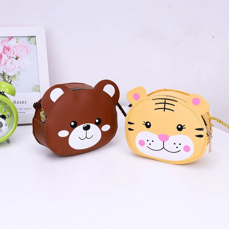 Kid'S Small Pu Leather Animal Elegant Streetwear Square Zipper Shoulder Bag Coin Purse