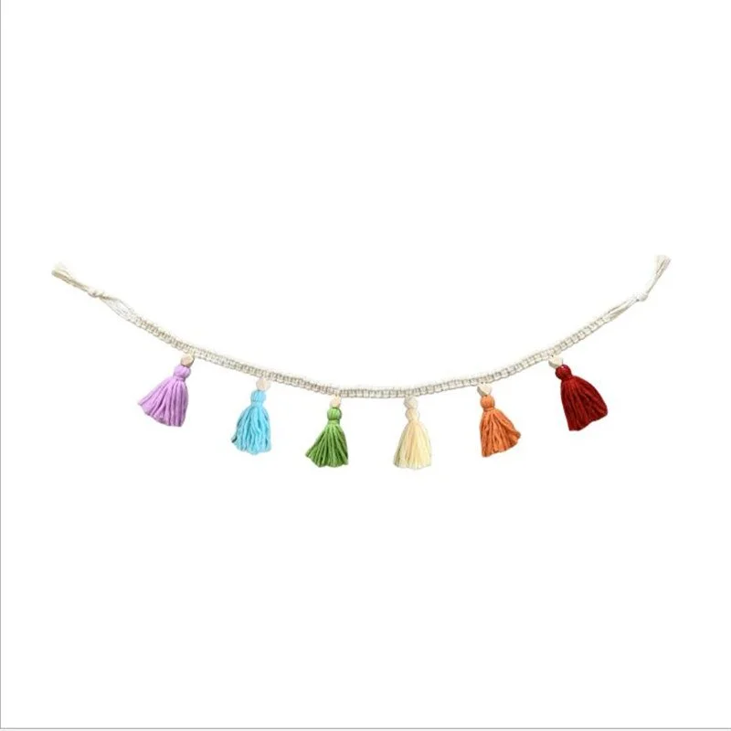 Nordic Bohemian Tassel String Garland Banner Kids Room Decorations Basket Wall Hanging Ornaments Home Decor Nursery Photo Props