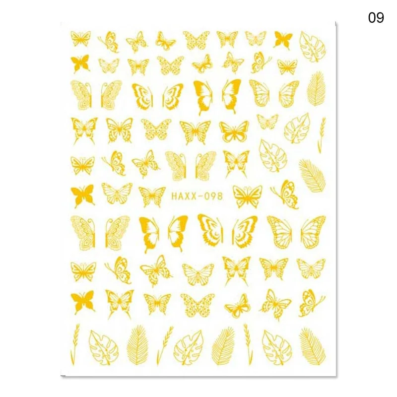 Butterfly Geometric Design 3D Nail Sticker Fruit Transfer Decals Adhensive Slider Wraps Decoration Nail Art DIY Accessories