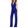 Women's Sequin Sleeveless Halter Slim Jumpsuit
