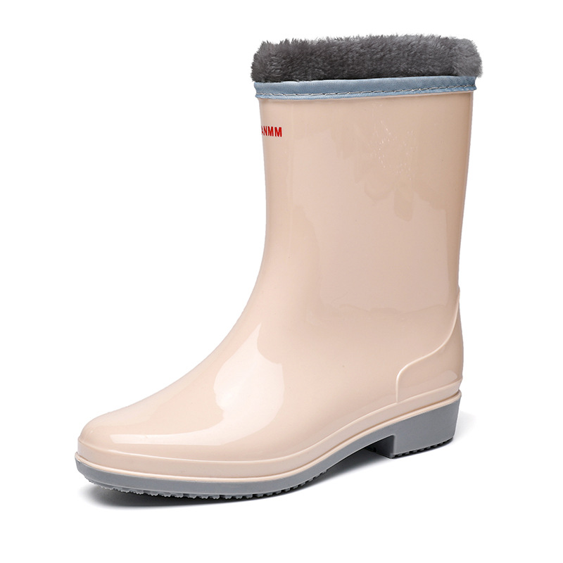 Mid Tube Rain Boots Women Platform Rubber Shoes Fashion Jelly Pvc Color  Rain Shoes 2025 Slip on Boots for Women Waterproof Work