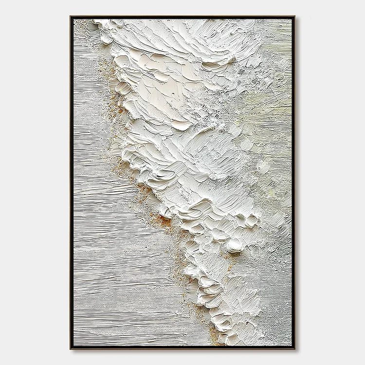 AEGEAN FOAM: Textured Wabi Sabi Abstract Ocean Art（Canvas painting）