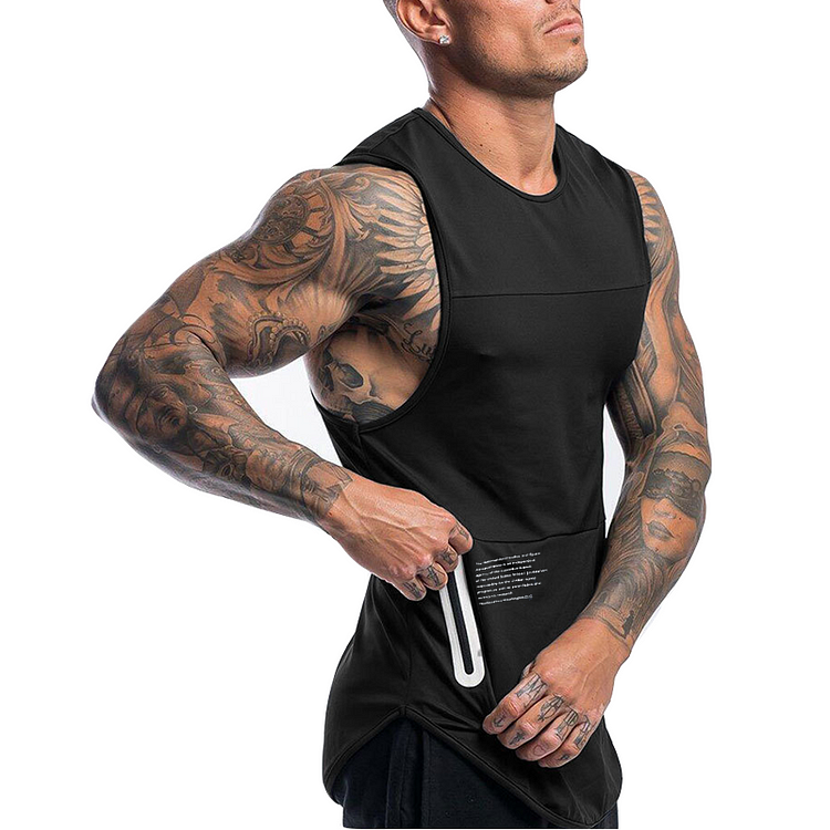 Men's Side Pocket Stitching Training Sports Fitness Top Tank