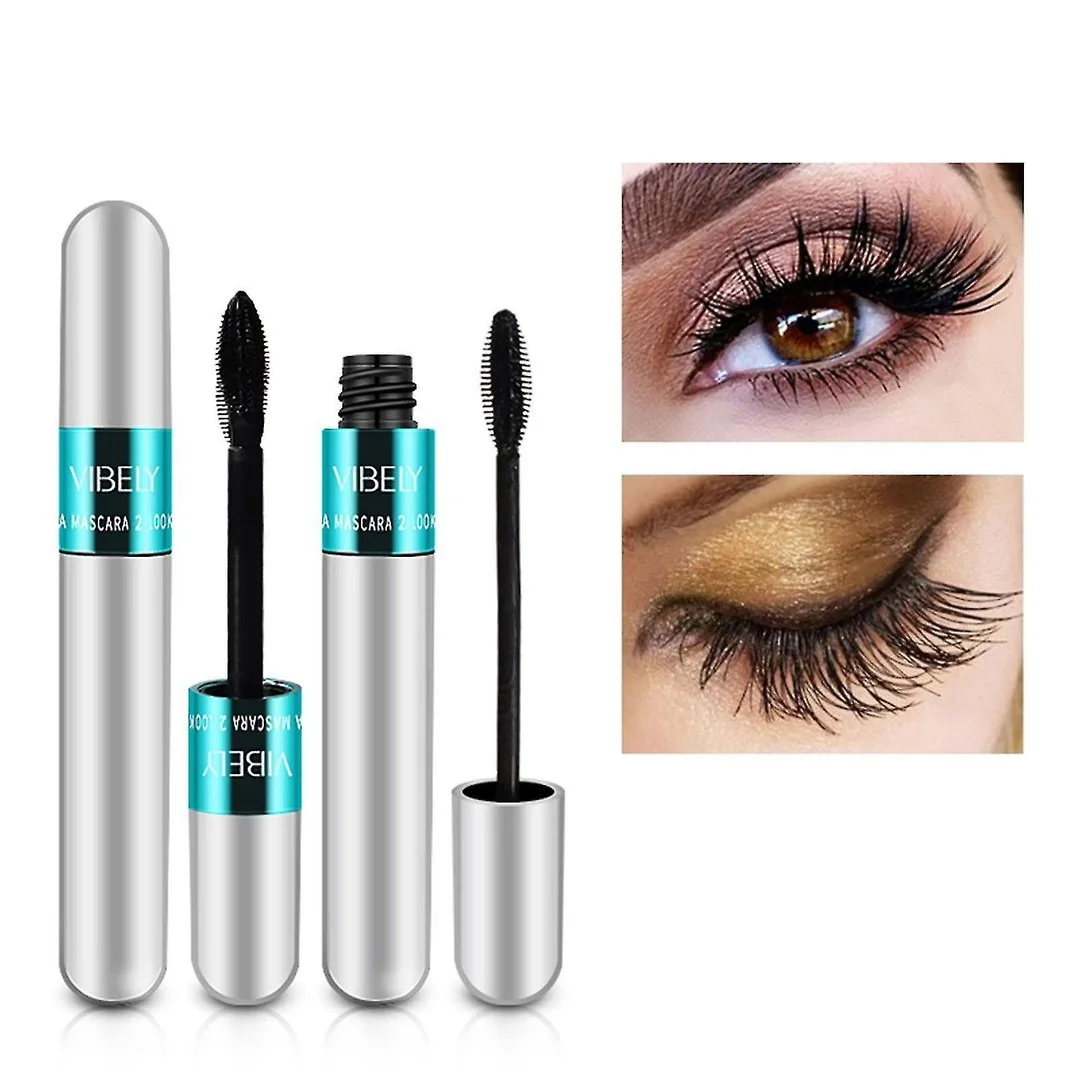 2 In 1 Vibely Mascara 5x Longer Waterproof Cosmetics For Natural Lengthening And Thickening No Clumping 4d Silk Fiber