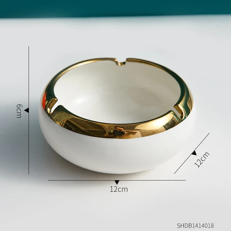 Round Gold Ceramic Ashtray 3 Colors Portable Ashtray Modern Living Room Table Accessories Gift for Boyfriend Designer Ashtrays