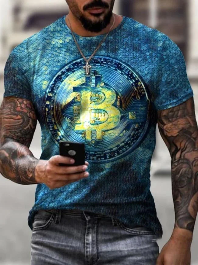 Designer Art Bitcoin Print T-shirt