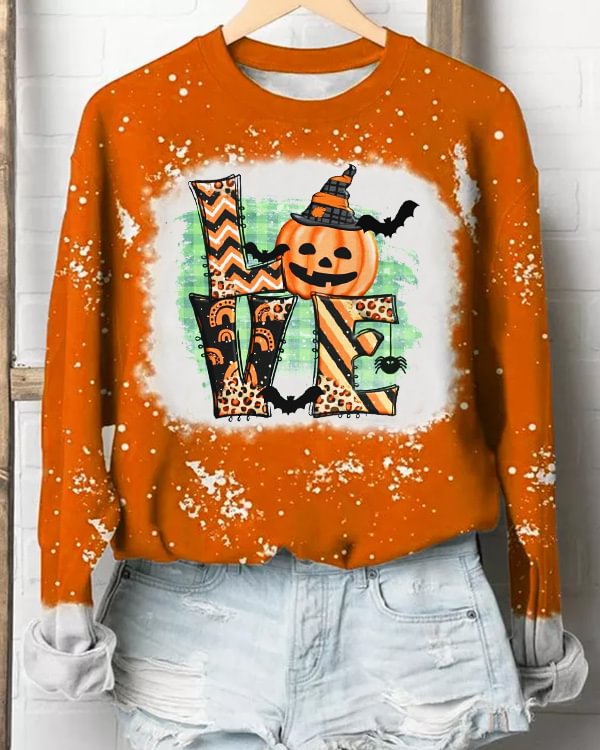 Halloween Bat Pumpkin Tie Dye Sweatshirt