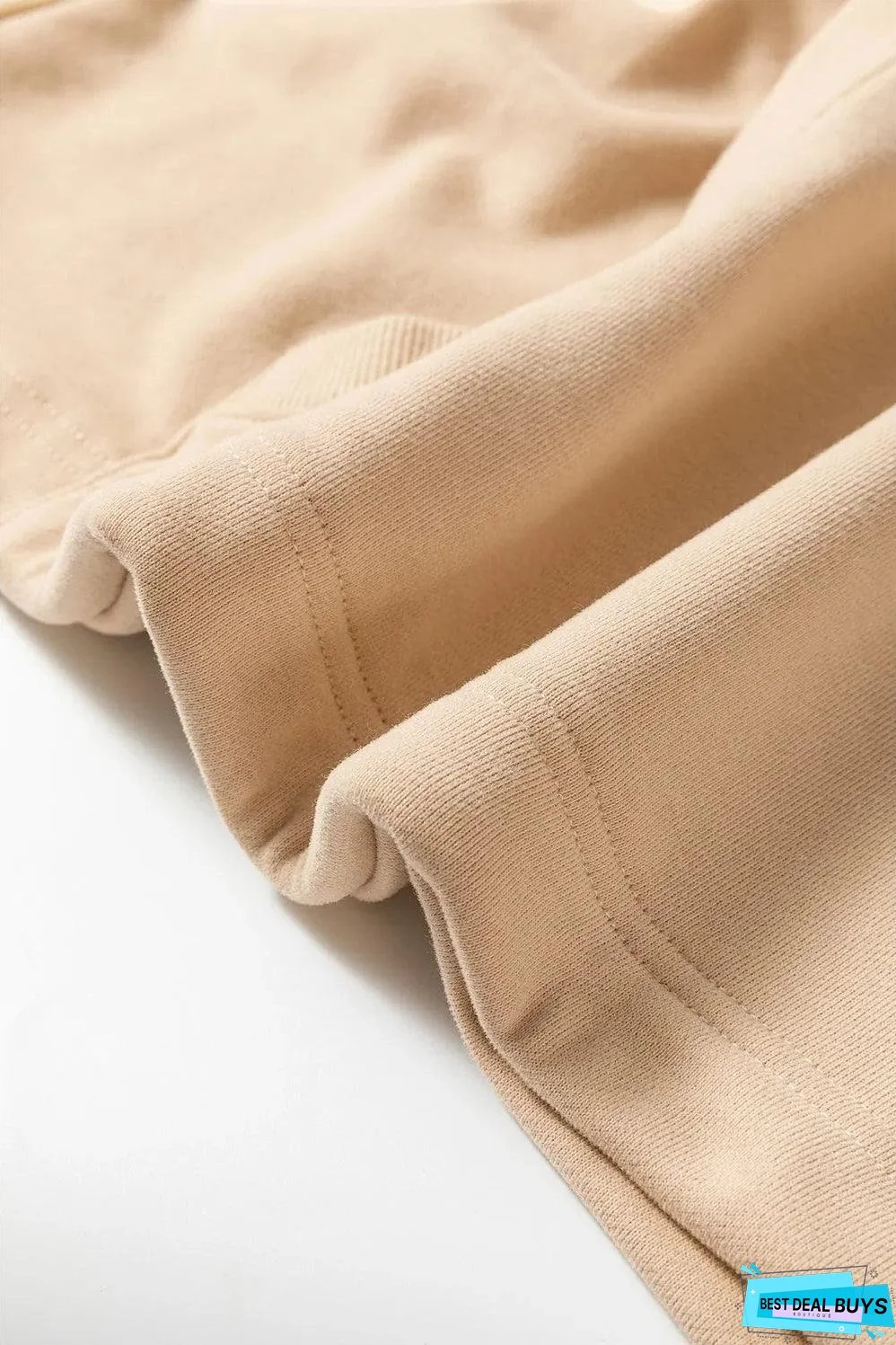 Parchment Solid Kangaroo Pocket Half Zipper Oversized Hoodie