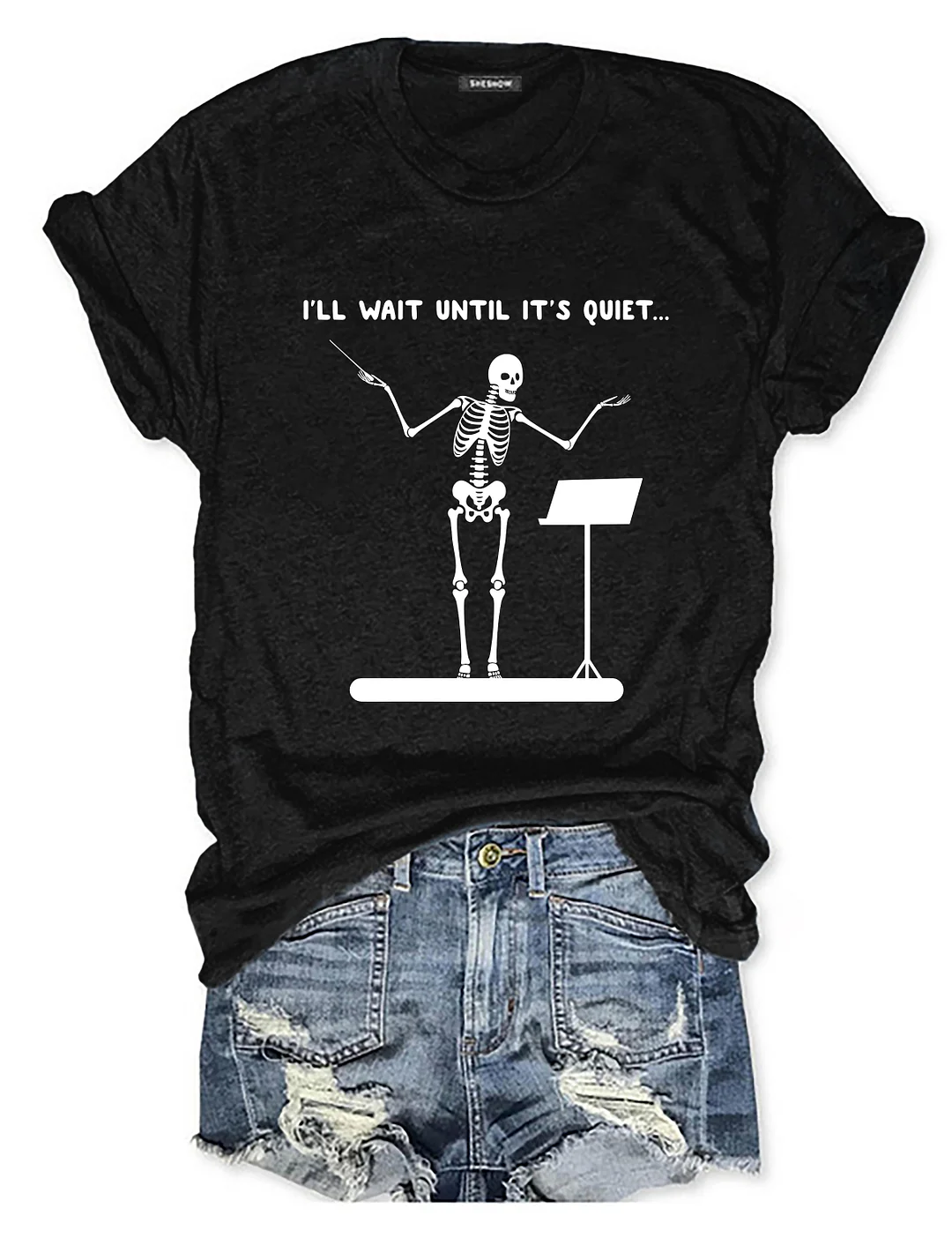 I'll Wait Until It's Quiet Funny Skeleton Band Director T-shirt