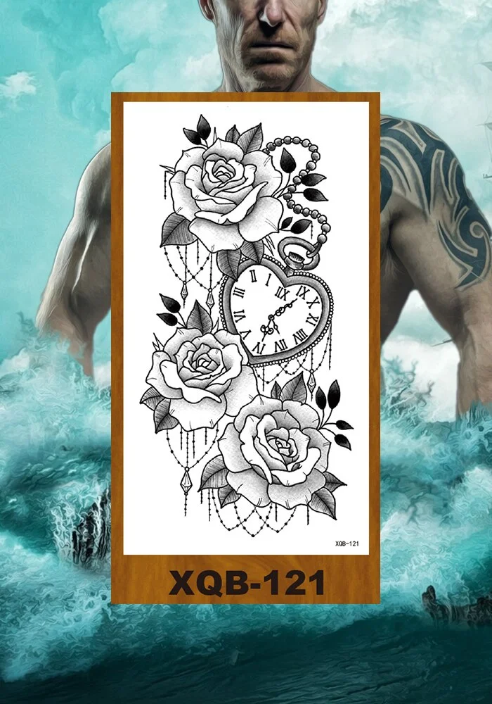 Temporary Tattoos Stickers Women Girl Chest Arm Fake Tatoo Lotus Peony Rose Magnolia Flowers Totem Face Body Makeup Waterproof